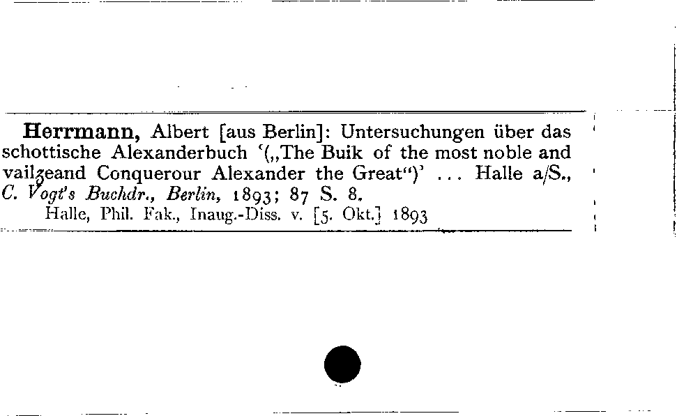 [Katalogkarte Dissertationenkatalog bis 1980]