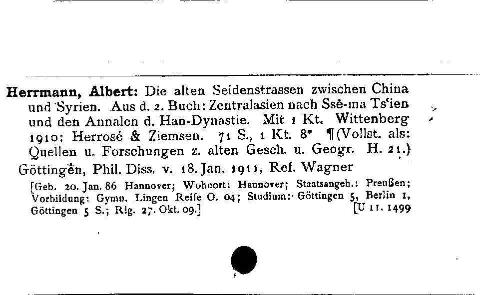 [Katalogkarte Dissertationenkatalog bis 1980]