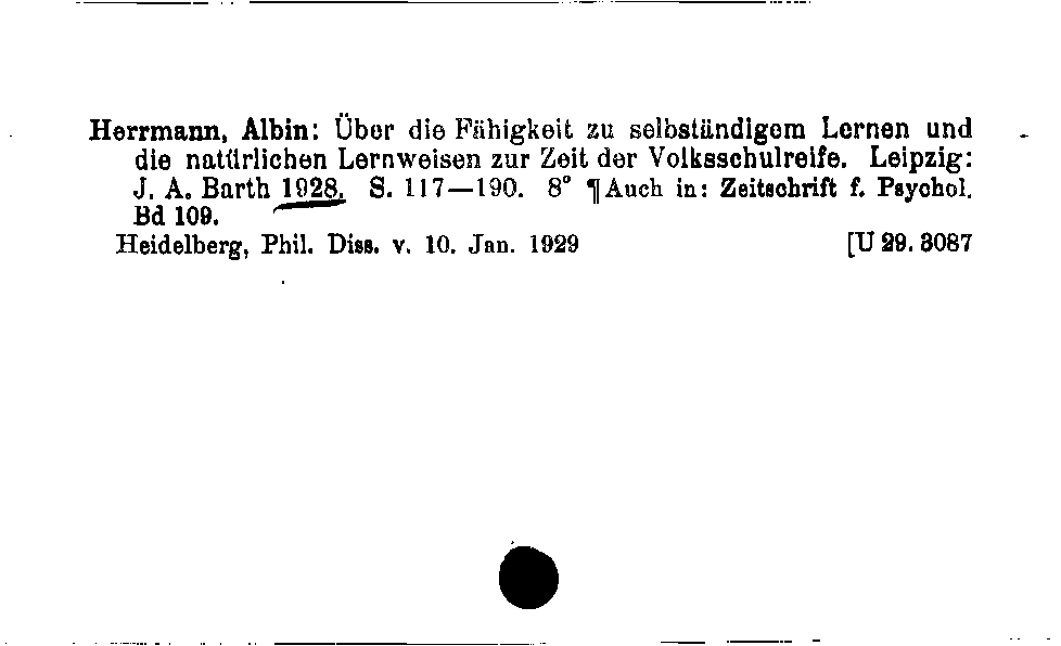 [Katalogkarte Dissertationenkatalog bis 1980]