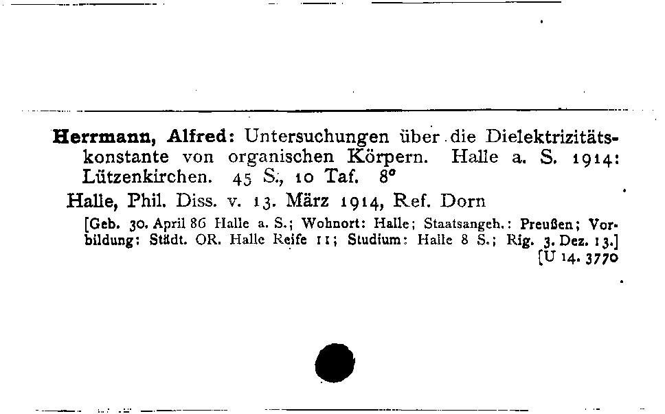 [Katalogkarte Dissertationenkatalog bis 1980]