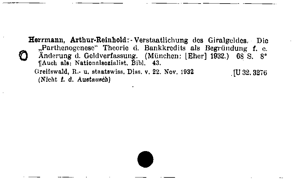 [Katalogkarte Dissertationenkatalog bis 1980]