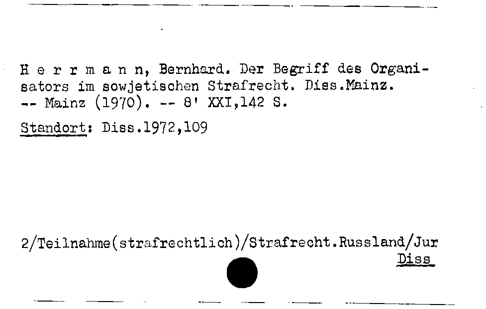 [Katalogkarte Dissertationenkatalog bis 1980]