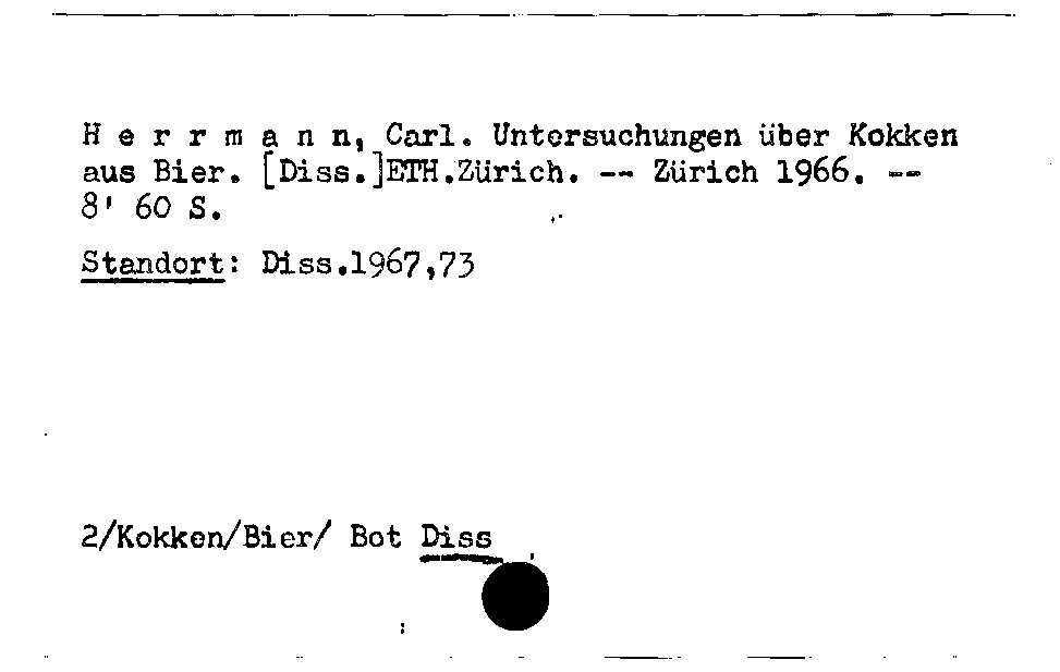 [Katalogkarte Dissertationenkatalog bis 1980]