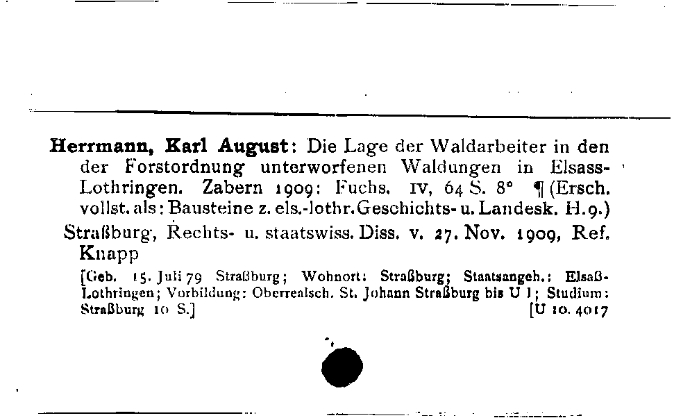 [Katalogkarte Dissertationenkatalog bis 1980]