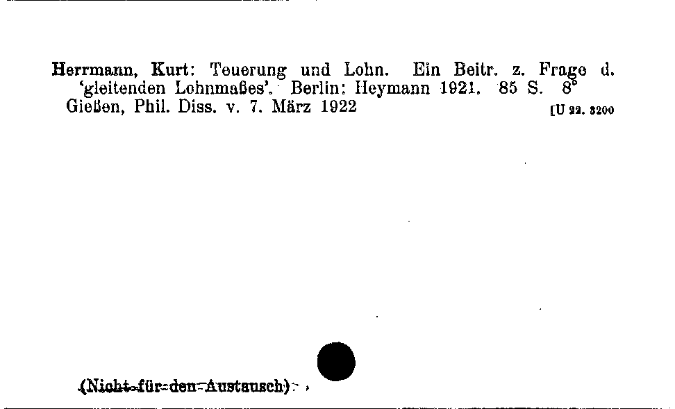 [Katalogkarte Dissertationenkatalog bis 1980]