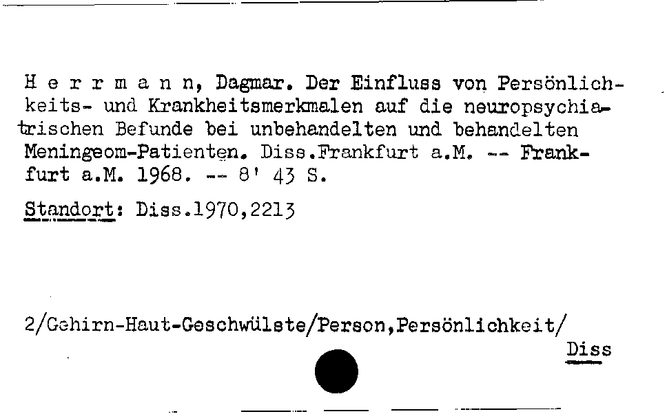 [Katalogkarte Dissertationenkatalog bis 1980]