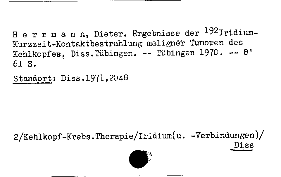 [Katalogkarte Dissertationenkatalog bis 1980]