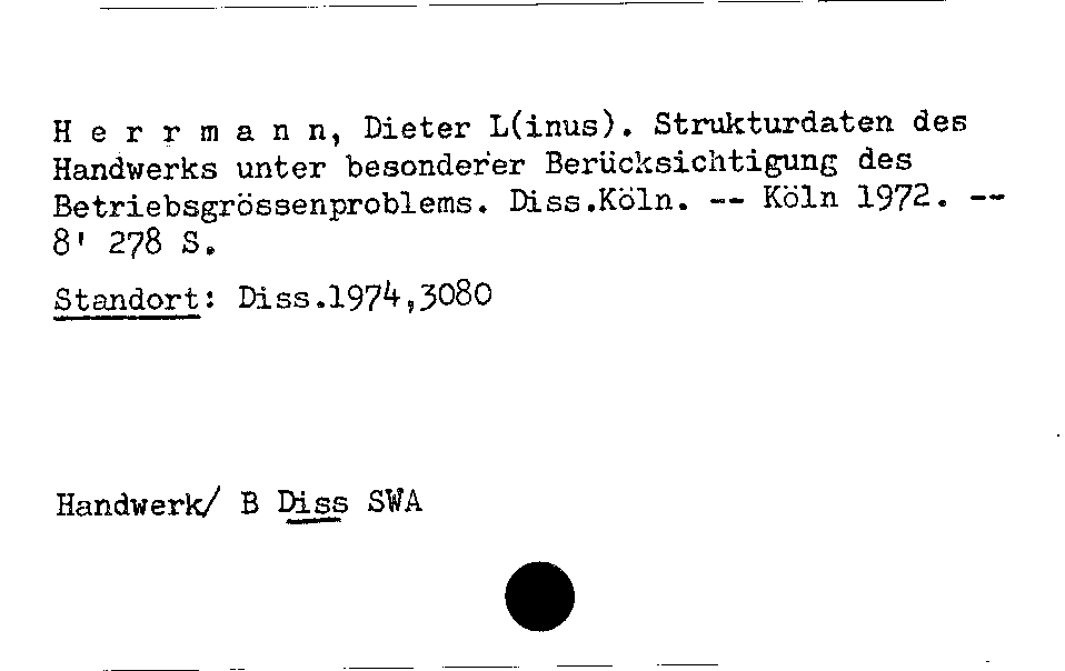 [Katalogkarte Dissertationenkatalog bis 1980]