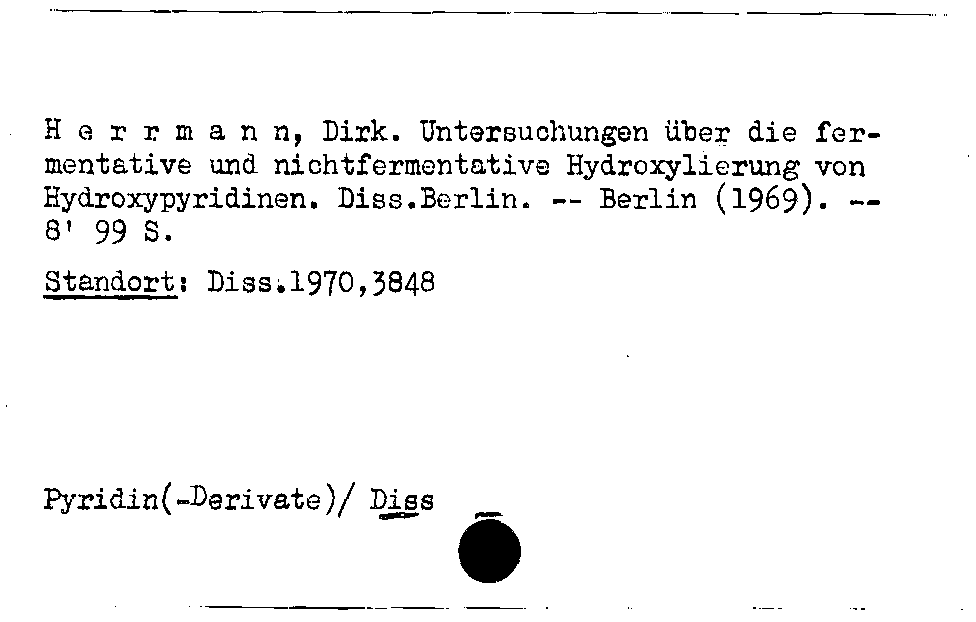 [Katalogkarte Dissertationenkatalog bis 1980]