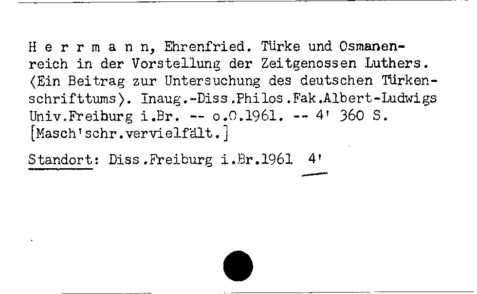 [Katalogkarte Dissertationenkatalog bis 1980]