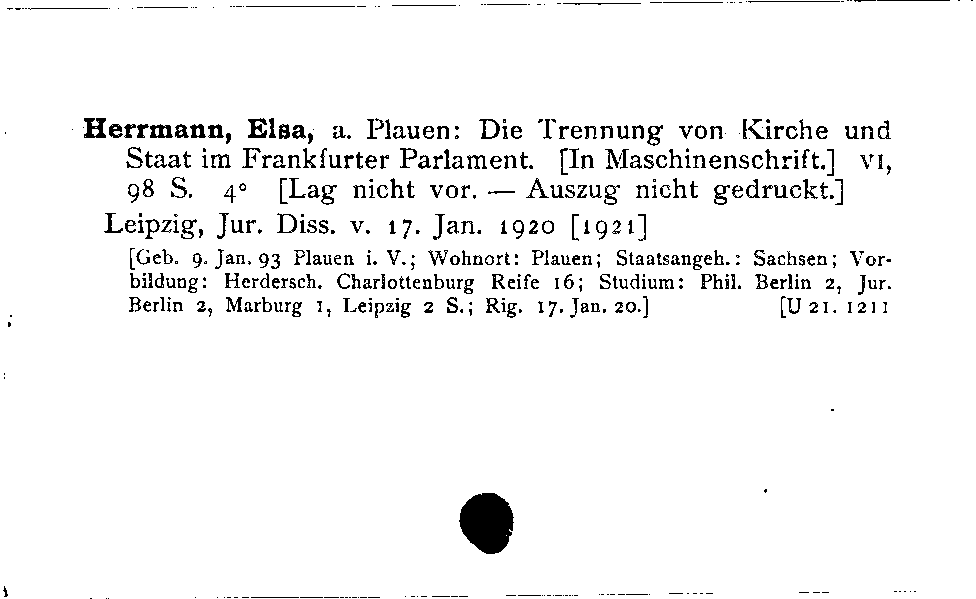 [Katalogkarte Dissertationenkatalog bis 1980]