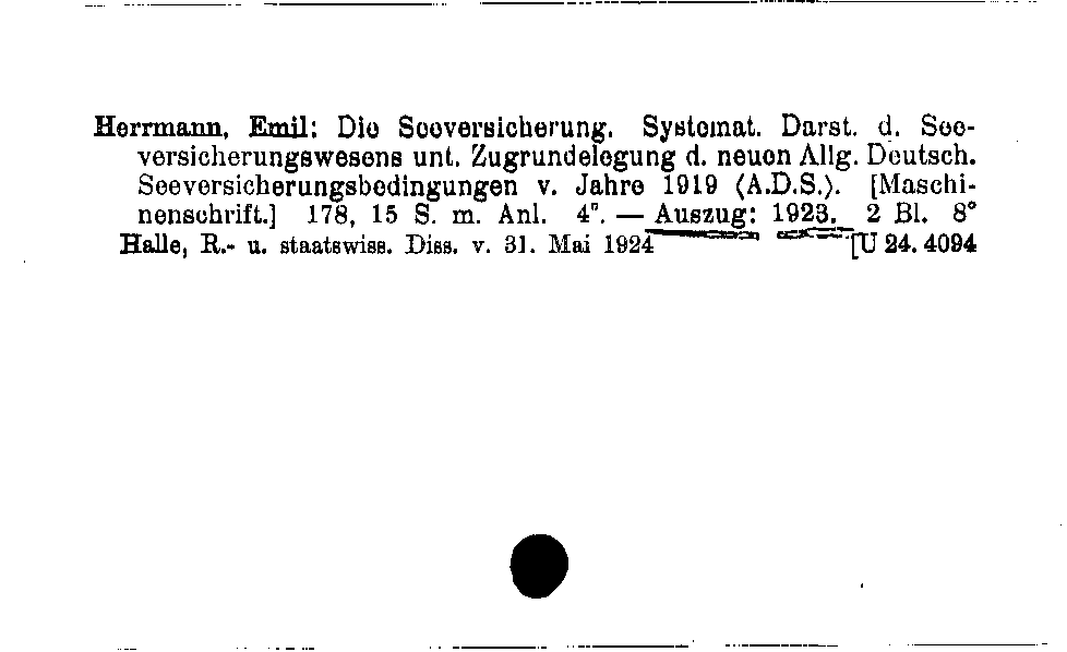 [Katalogkarte Dissertationenkatalog bis 1980]