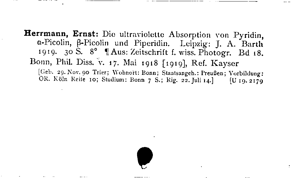 [Katalogkarte Dissertationenkatalog bis 1980]