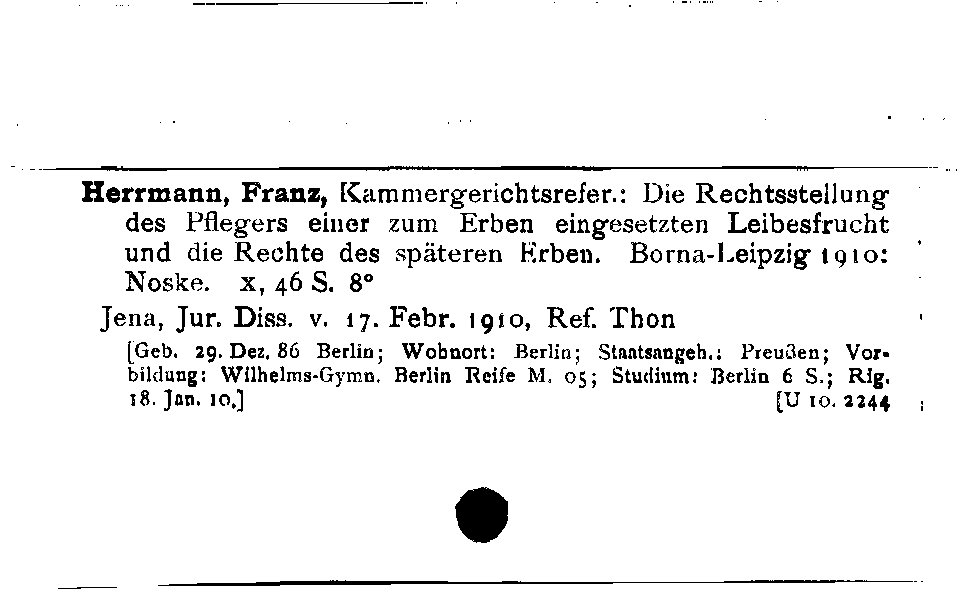 [Katalogkarte Dissertationenkatalog bis 1980]