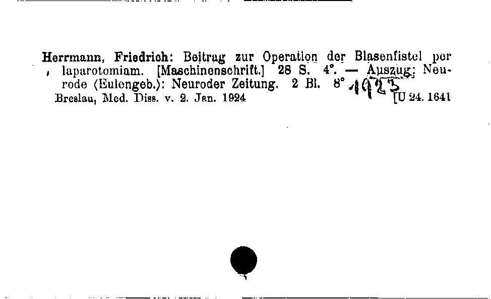 [Katalogkarte Dissertationenkatalog bis 1980]