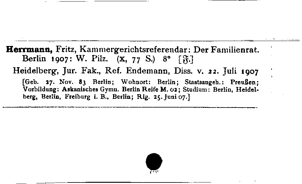 [Katalogkarte Dissertationenkatalog bis 1980]