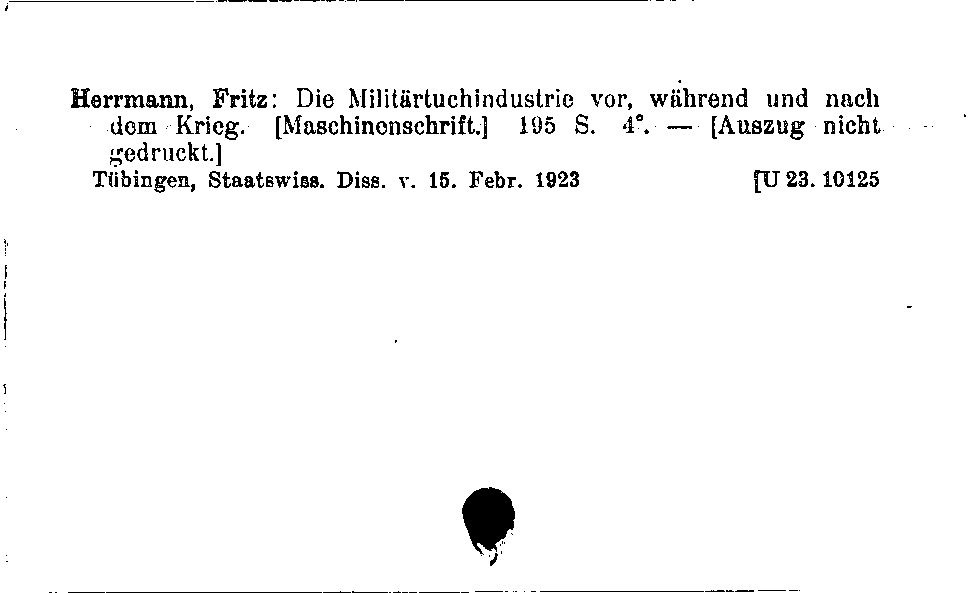 [Katalogkarte Dissertationenkatalog bis 1980]