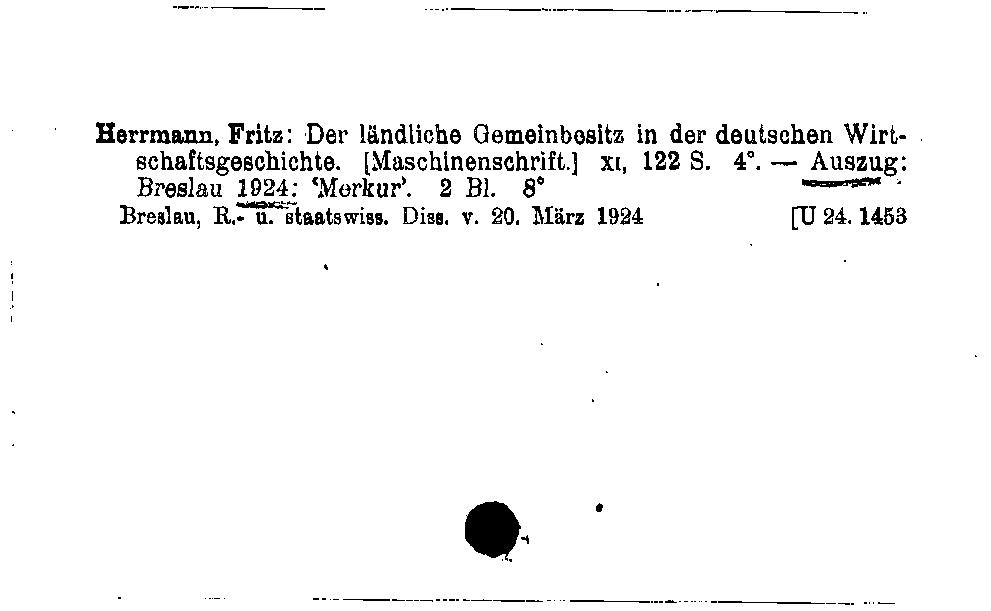 [Katalogkarte Dissertationenkatalog bis 1980]