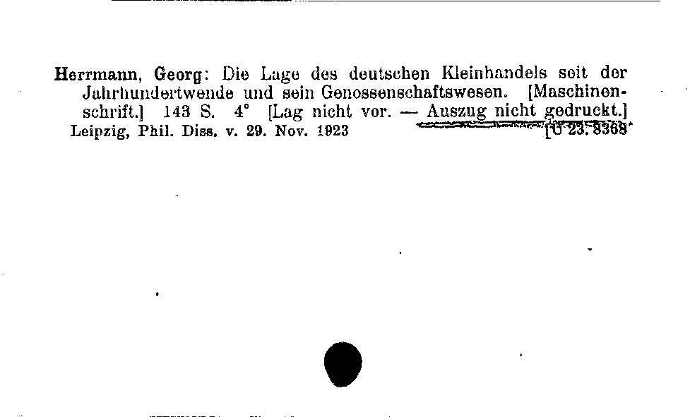 [Katalogkarte Dissertationenkatalog bis 1980]