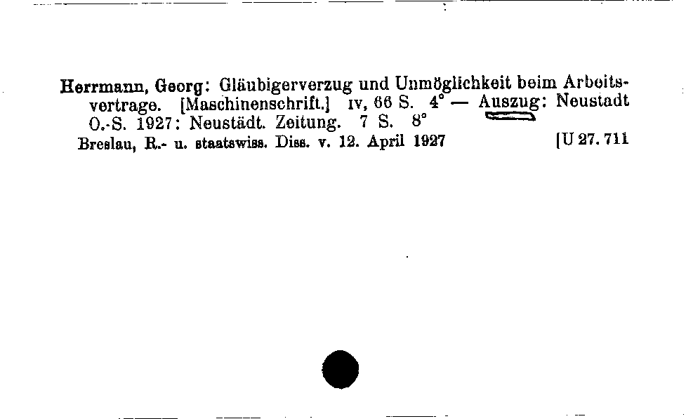 [Katalogkarte Dissertationenkatalog bis 1980]