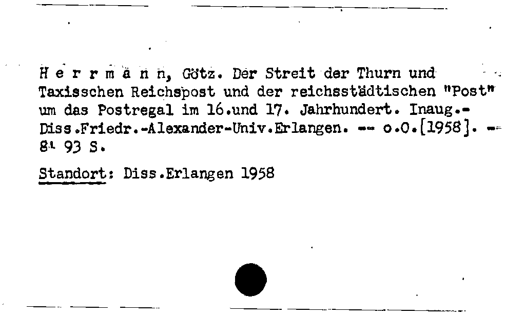 [Katalogkarte Dissertationenkatalog bis 1980]