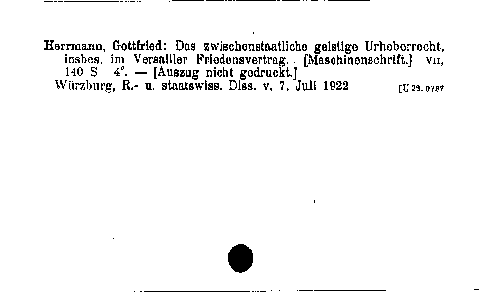 [Katalogkarte Dissertationenkatalog bis 1980]