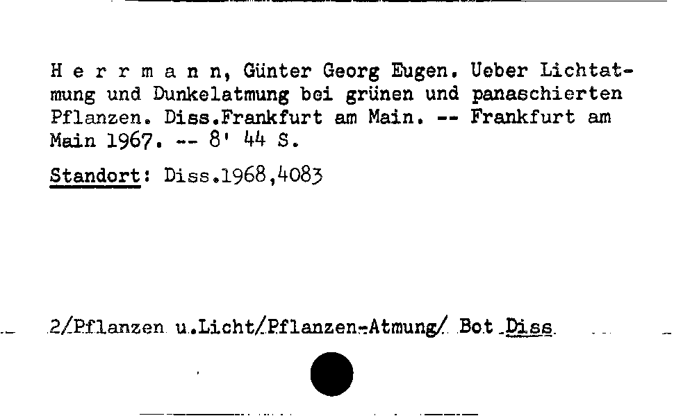 [Katalogkarte Dissertationenkatalog bis 1980]