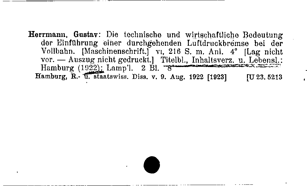 [Katalogkarte Dissertationenkatalog bis 1980]