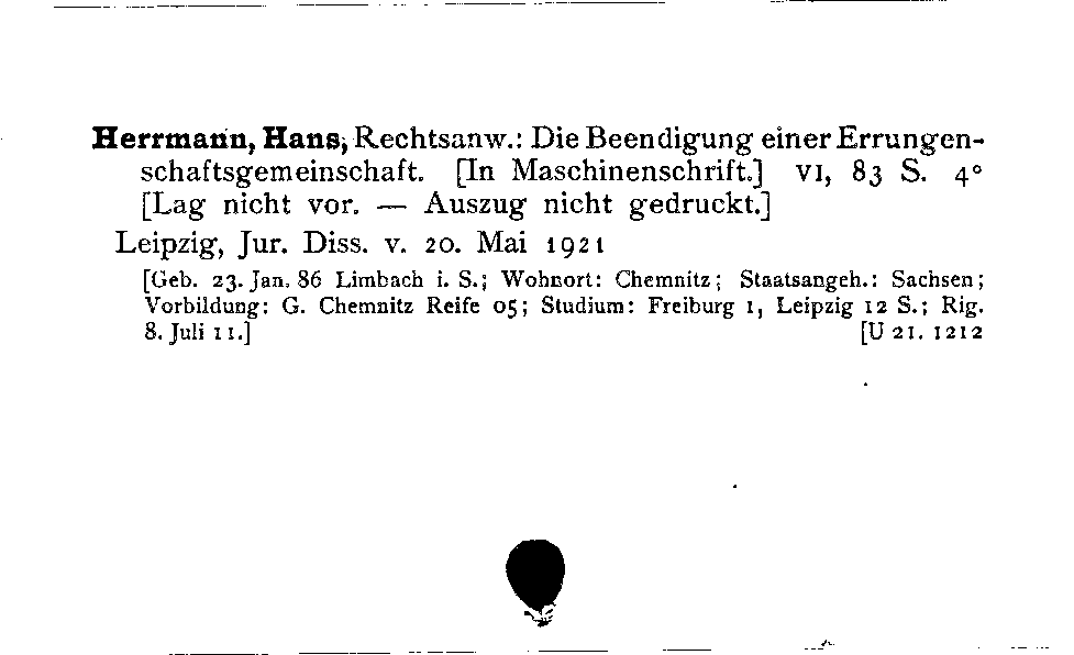 [Katalogkarte Dissertationenkatalog bis 1980]