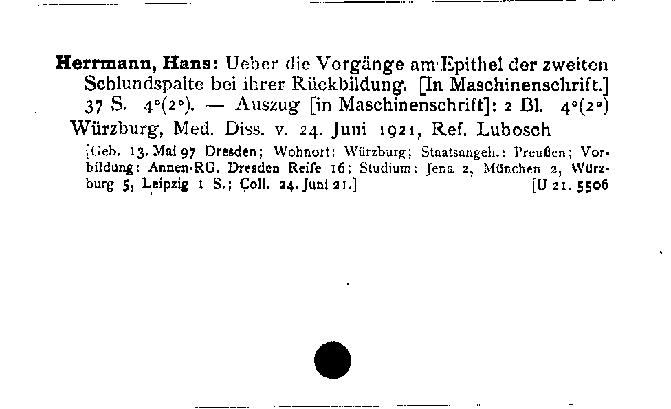 [Katalogkarte Dissertationenkatalog bis 1980]