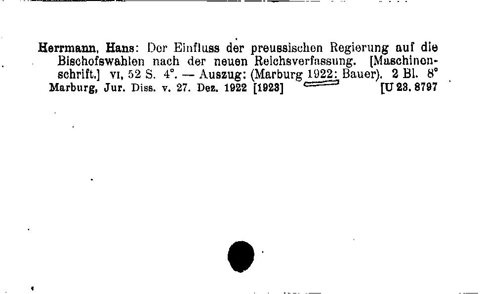 [Katalogkarte Dissertationenkatalog bis 1980]