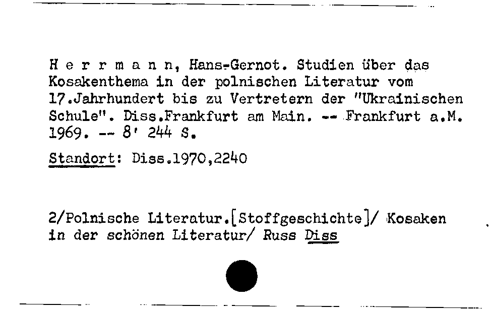 [Katalogkarte Dissertationenkatalog bis 1980]