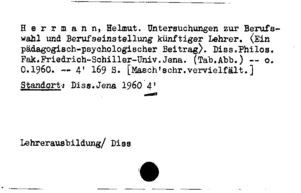 [Katalogkarte Dissertationenkatalog bis 1980]