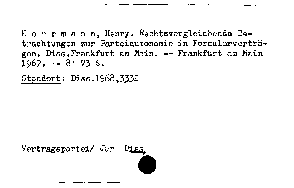 [Katalogkarte Dissertationenkatalog bis 1980]