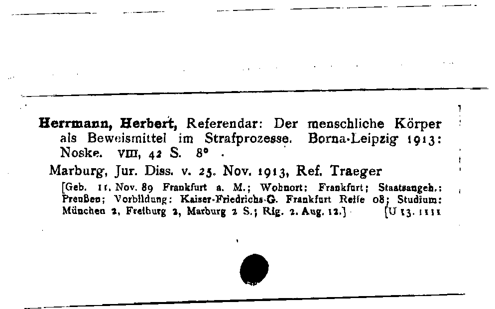 [Katalogkarte Dissertationenkatalog bis 1980]