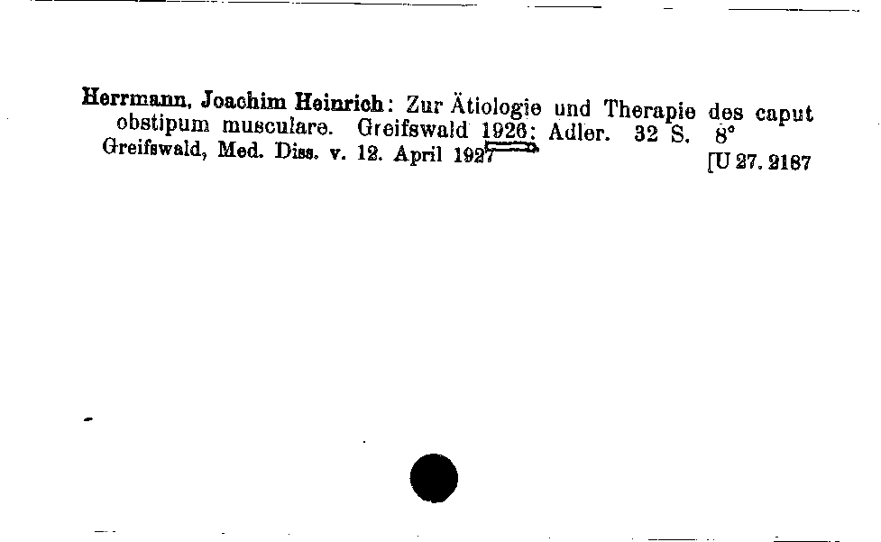 [Katalogkarte Dissertationenkatalog bis 1980]