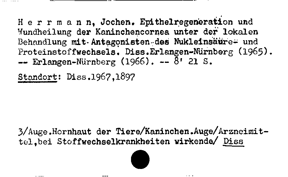 [Katalogkarte Dissertationenkatalog bis 1980]