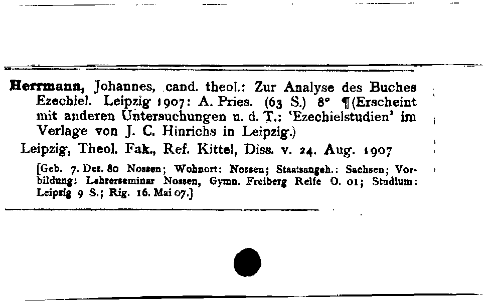 [Katalogkarte Dissertationenkatalog bis 1980]