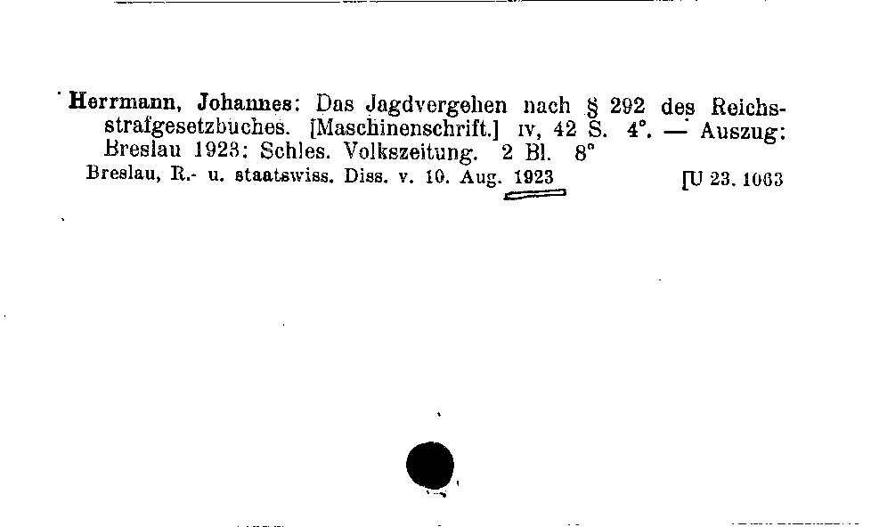 [Katalogkarte Dissertationenkatalog bis 1980]