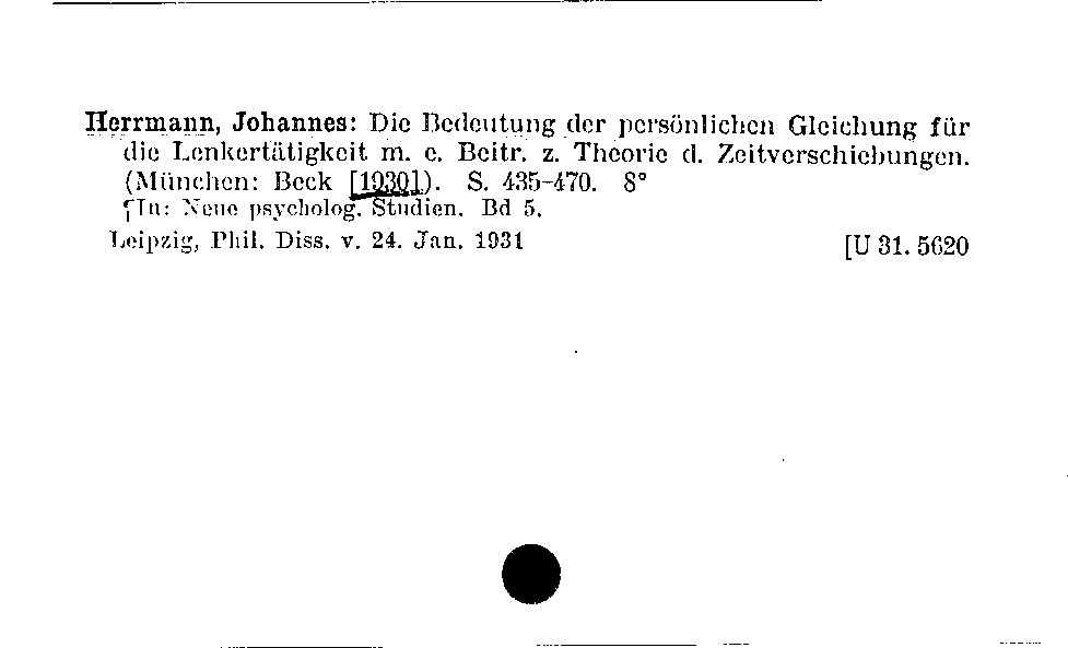 [Katalogkarte Dissertationenkatalog bis 1980]