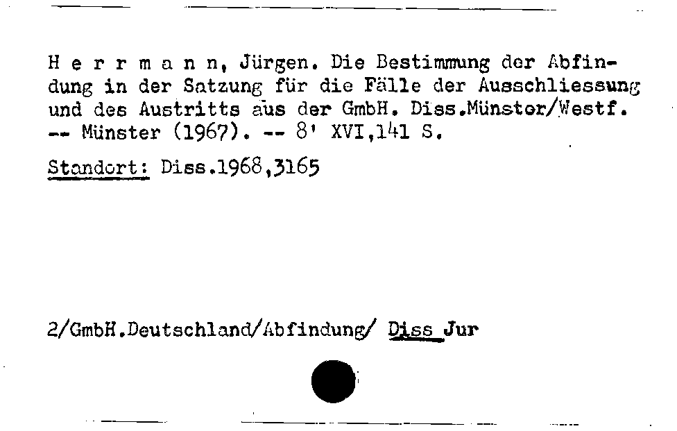 [Katalogkarte Dissertationenkatalog bis 1980]