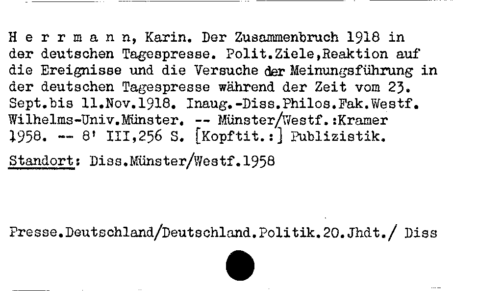 [Katalogkarte Dissertationenkatalog bis 1980]