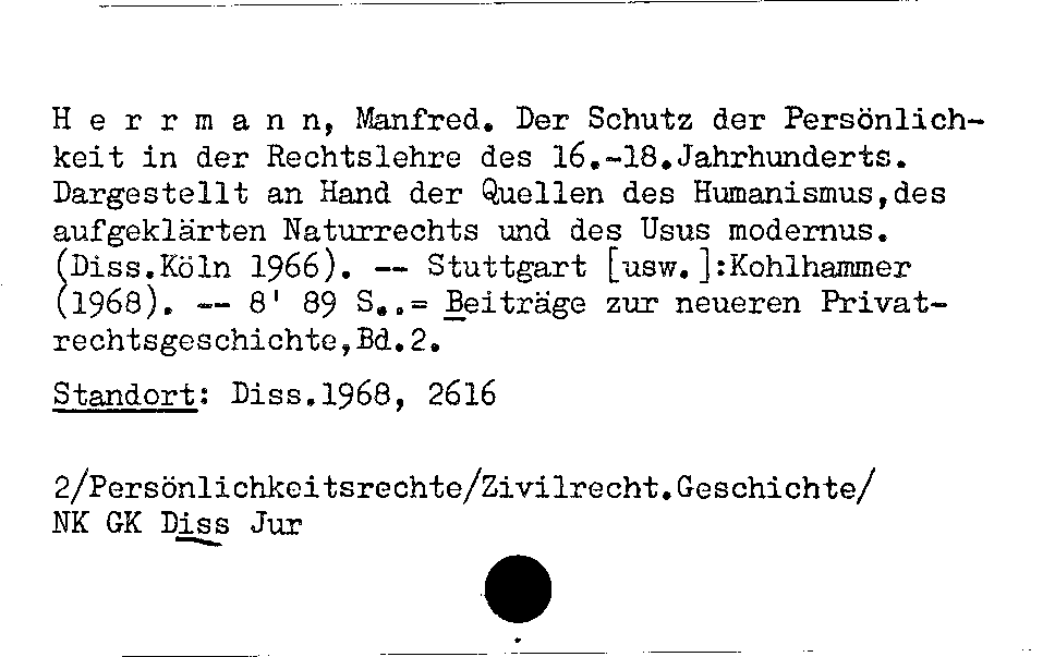 [Katalogkarte Dissertationenkatalog bis 1980]