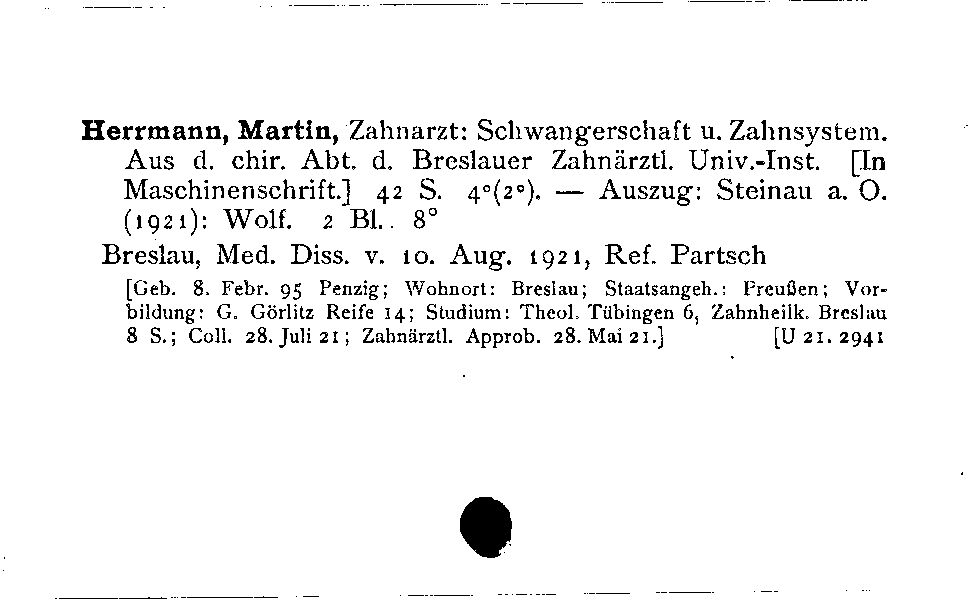 [Katalogkarte Dissertationenkatalog bis 1980]