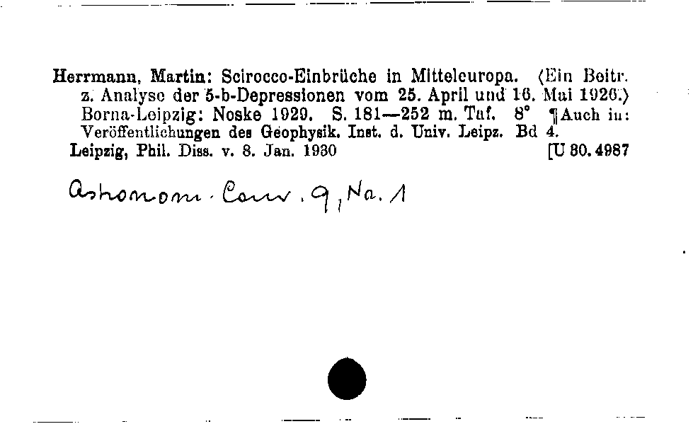 [Katalogkarte Dissertationenkatalog bis 1980]