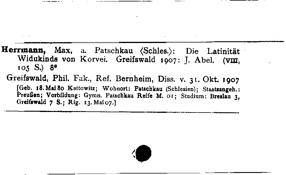 [Katalogkarte Dissertationenkatalog bis 1980]