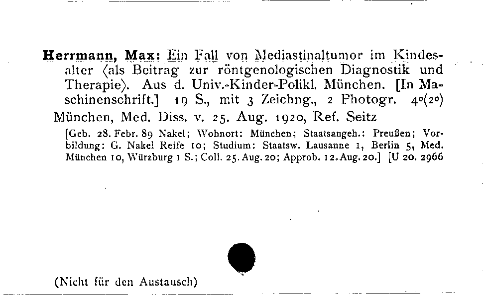 [Katalogkarte Dissertationenkatalog bis 1980]