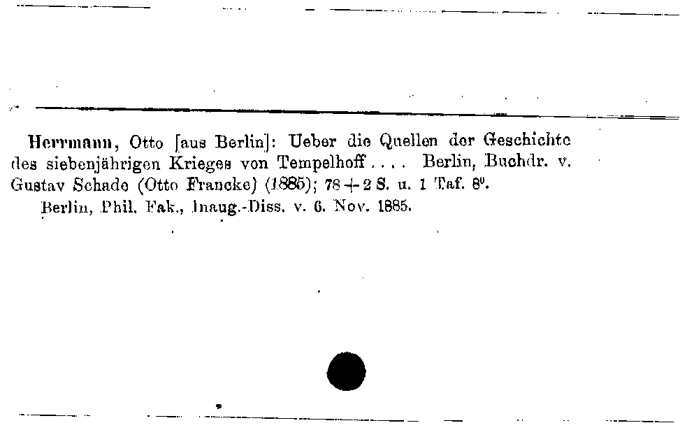 [Katalogkarte Dissertationenkatalog bis 1980]