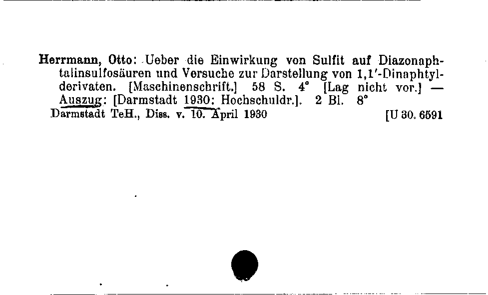 [Katalogkarte Dissertationenkatalog bis 1980]