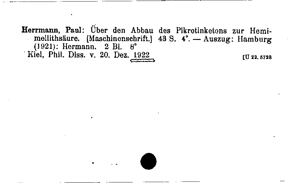 [Katalogkarte Dissertationenkatalog bis 1980]